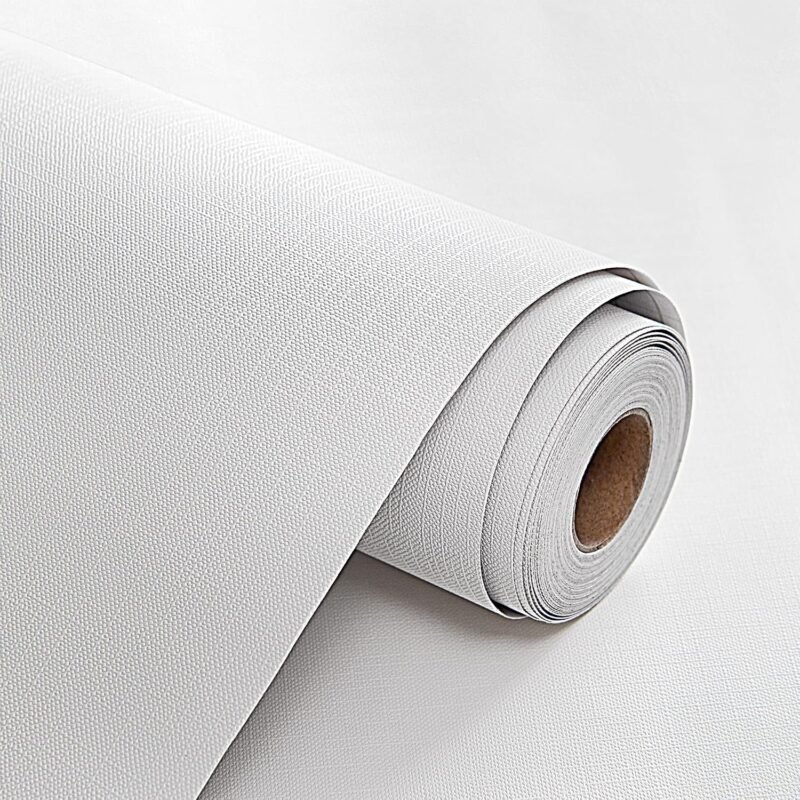 White Textured Peel-and-Stick Wallpaper Roll
