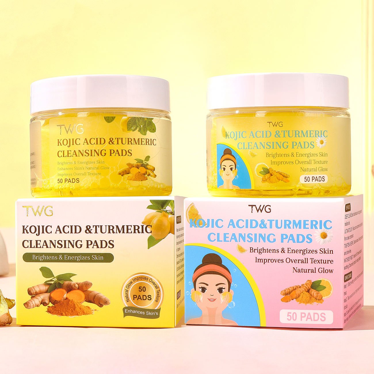 TWG Kojic Acid & Turmeric Cleansing Pads - 50 Pads